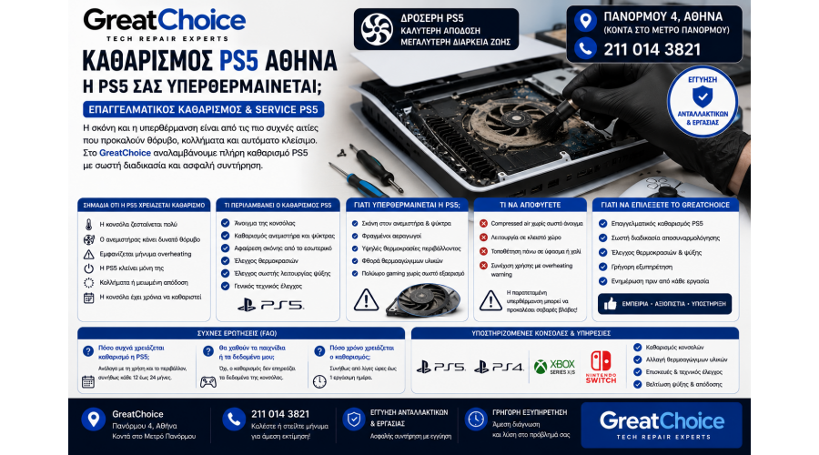 Καθαρισμός PS5 Αθήνα – PS5 Υπερθερμαίνεται;