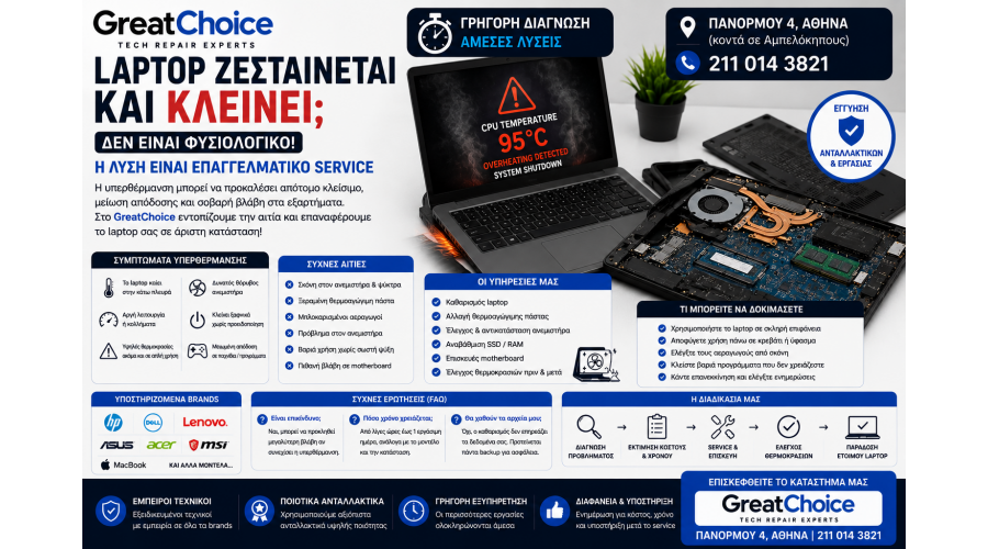 Laptop Ζεσταίνεται και Κλείνει – Τι Φταίει και Πότε Θέλει Service